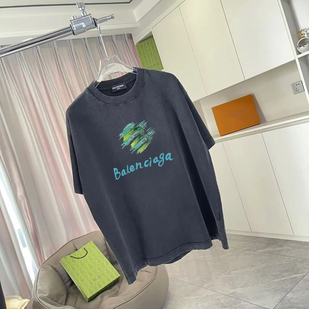 BALENCI*GA 2026 New Arrival logo 320g T Same Style Size：S M L XL XXL ：Black White Gray